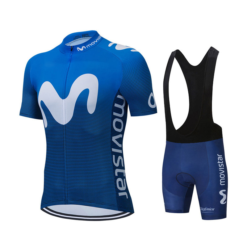 Mountain Biking Uniform - Set Jersey Bersepeda Tim Movistar Musim