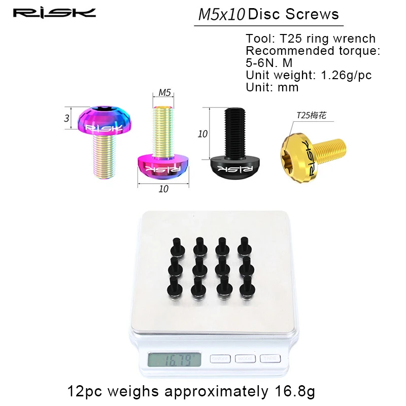 RISK 12pcs M5X10mm Baut Rotor  - Mtb Brake Rotor ulasan dan harga